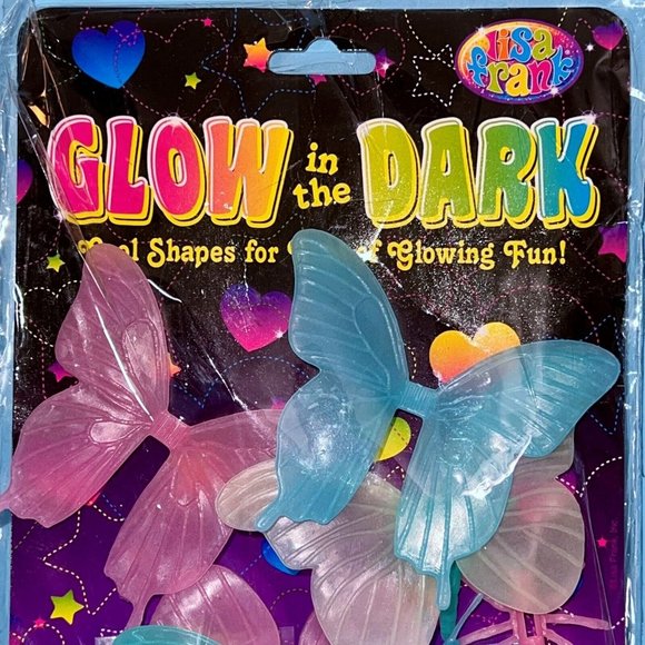 Lisa Frank Glow In The Dark Plastic Butterfly Shapes Room Decor Pack Unused Vtg - Picture 2 of 9